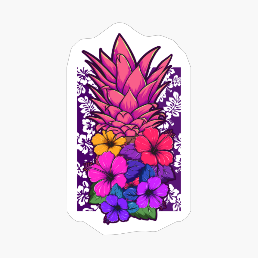 Pineapple Flowers Gift Women Aloha Hawaii Vintage Hawaiian