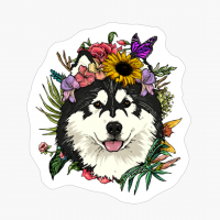 Floral Alaskan Malamute Dog Spring Nature Lovers Gift