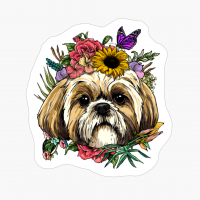 Floral Shih Tzu Dog Spring Nature Shih Tzu Lovers