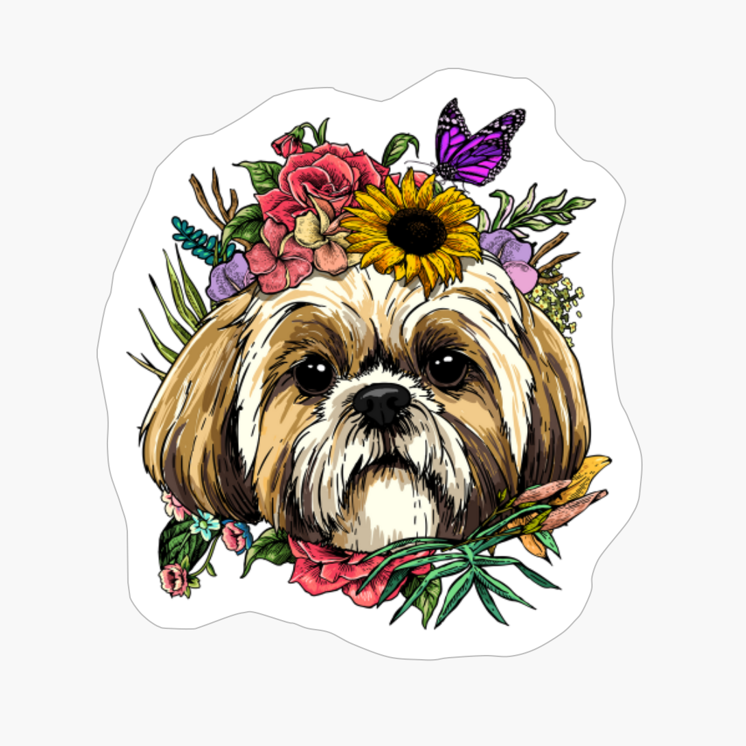 Floral Shih Tzu Dog Spring Nature Shih Tzu Lovers