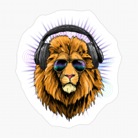 Music Lion DJ With Headphones Musical Lion Lovers