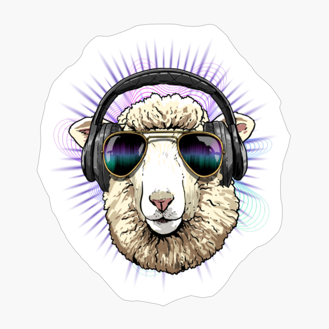 Music Sheep DJ With Headphones Musical Sheep Lovers