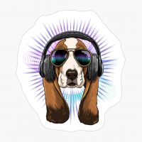 Music Basset Hound DJ With Headphones