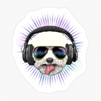 Music Bichon Frise DJ With Headphones