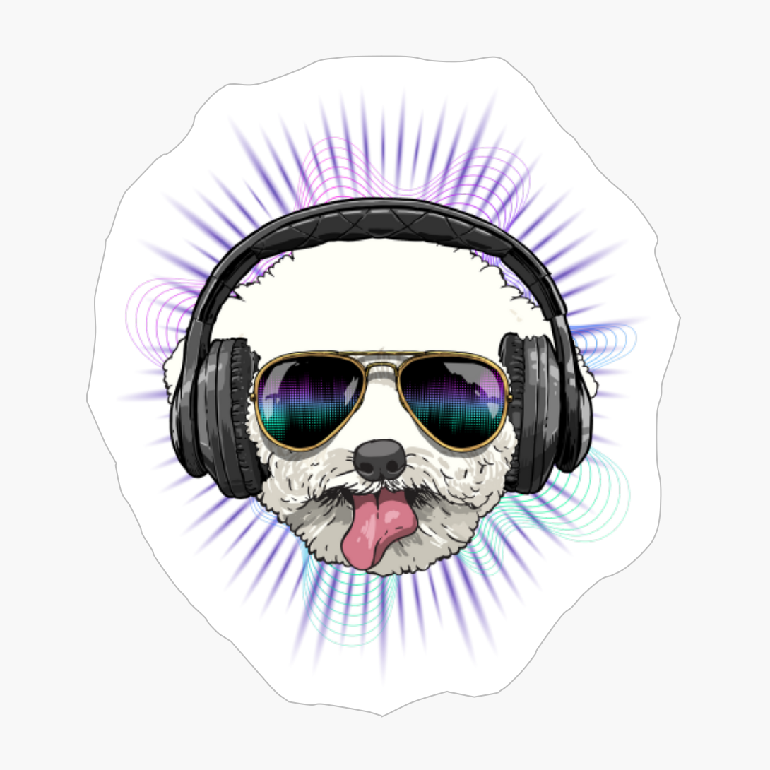 Music Bichon Frise DJ With Headphones