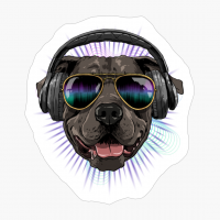 Music Pit Bull DJ With Headphones