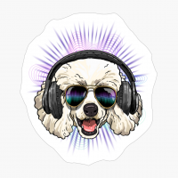 Music Poodle DJ With Headphones