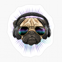 Music Pug DJ With Headphones