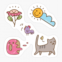 Mixed - Sun - Cloud - Cat - Flower