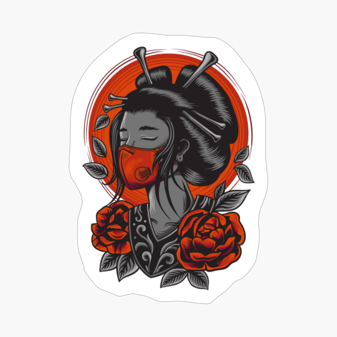 Geisha With A Face Mask For A Lover Of A Japanese Culture
