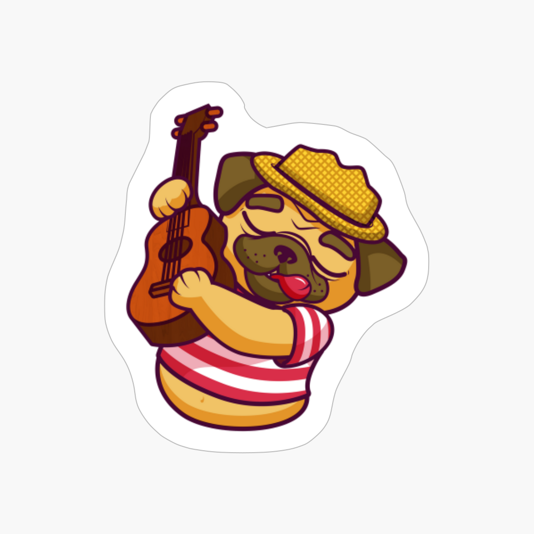 Cute Pug Playing Guitar