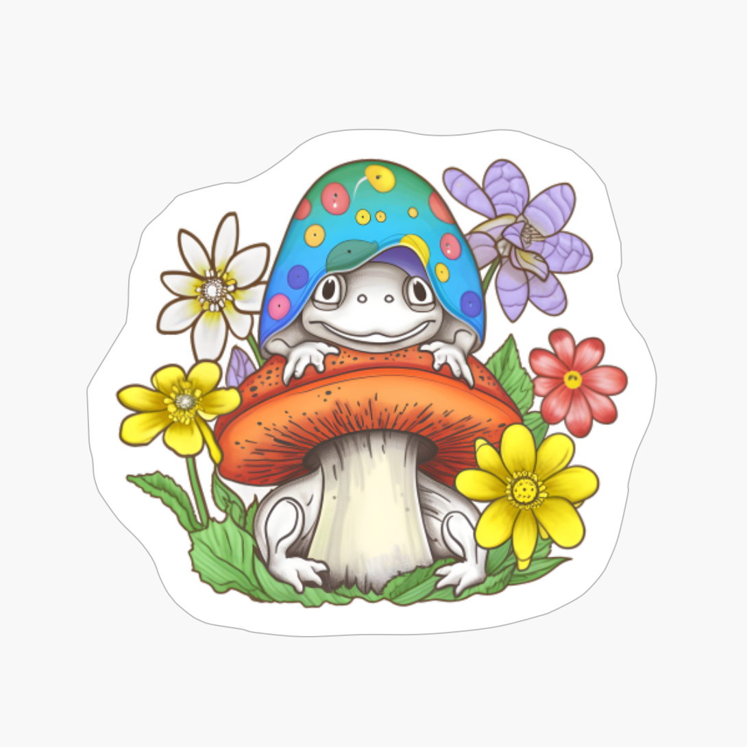 Cottagecore Frog With Mushroom