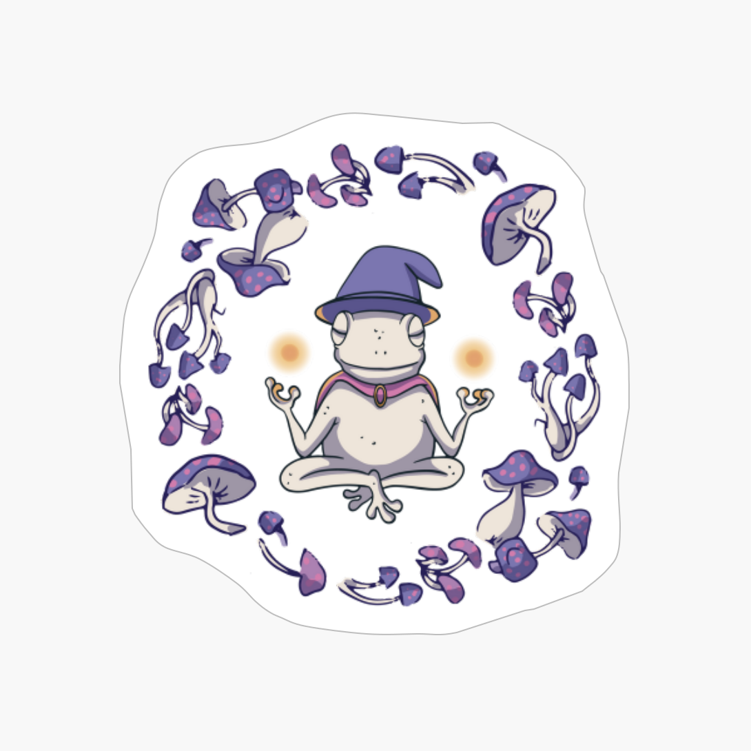 Mystical Frog With Mushrooms Cottagecore