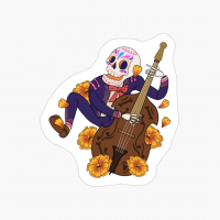 Day Of The Dead Sugar Skull Playing Guitar