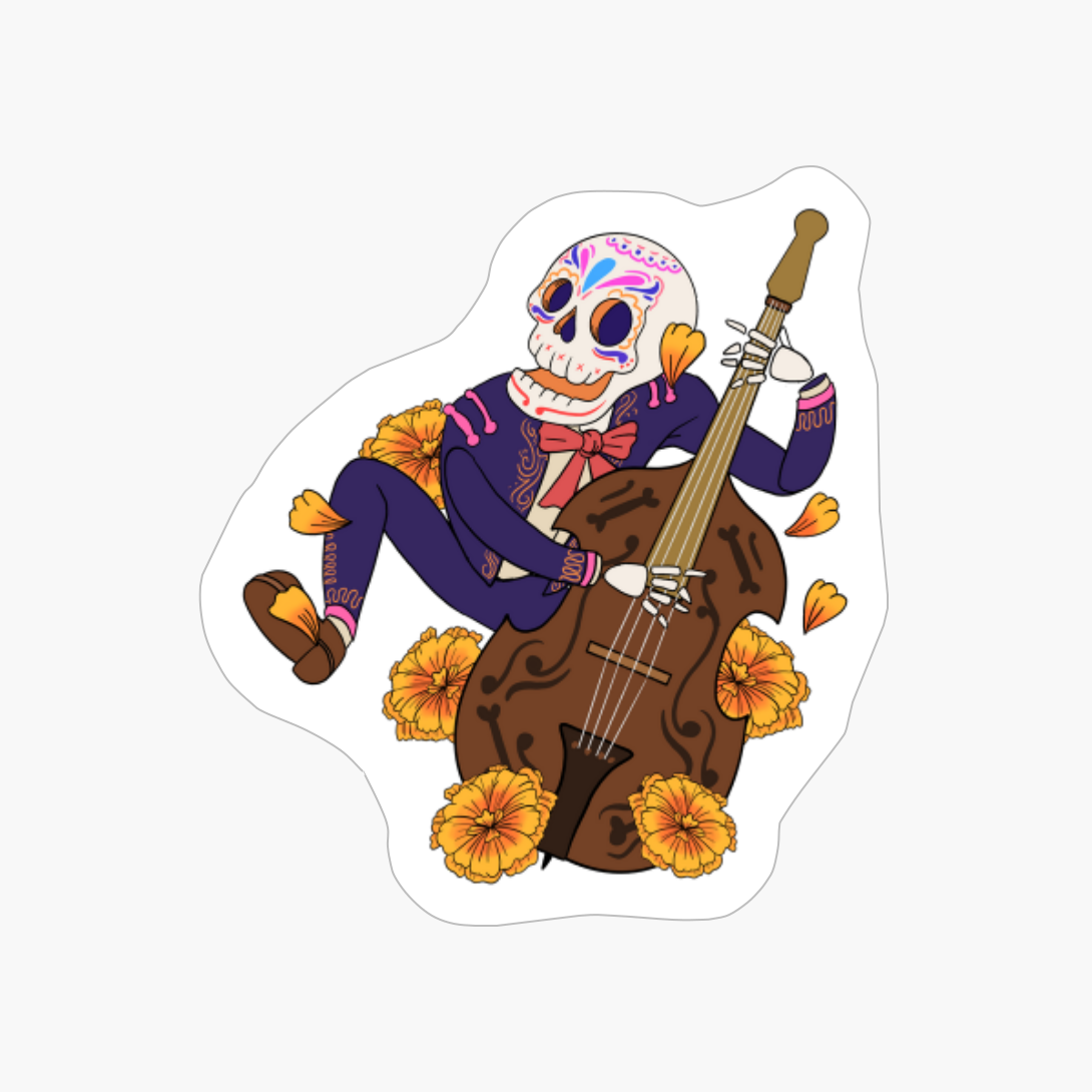 Day Of The Dead Sugar Skull Playing Guitar