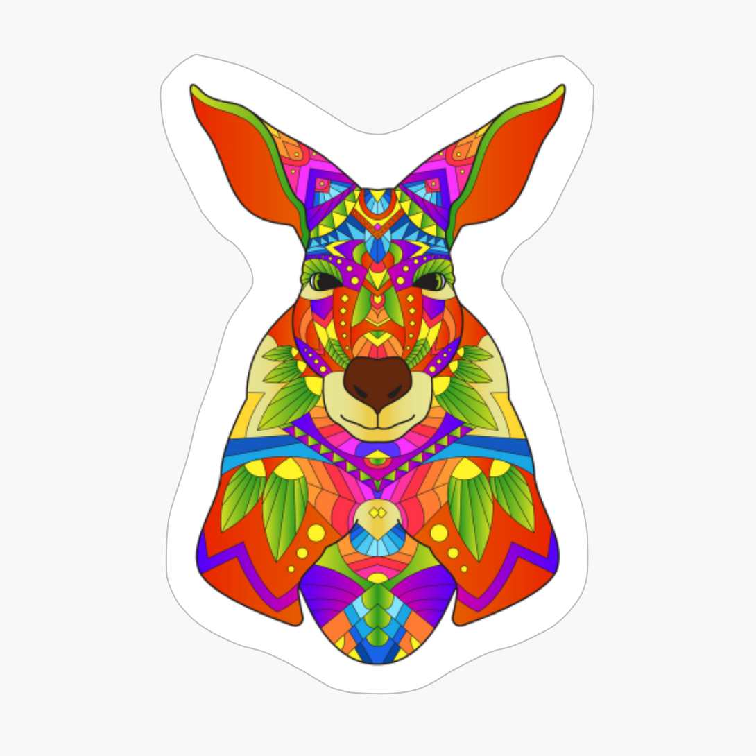 Boho Native American Mandala Kangaroo Animal Meditation