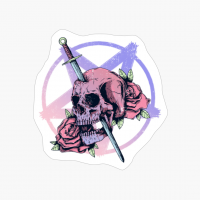 Pastel Goth Aesthetic Skull Rose Satanic Pentagram Symbol