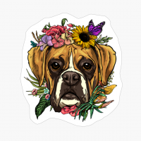 Floral Boxer Dog Spring Nature Lovers Gift