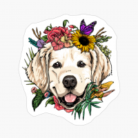 Floral Golden Retriever Dog Spring Nature Lovers Gift
