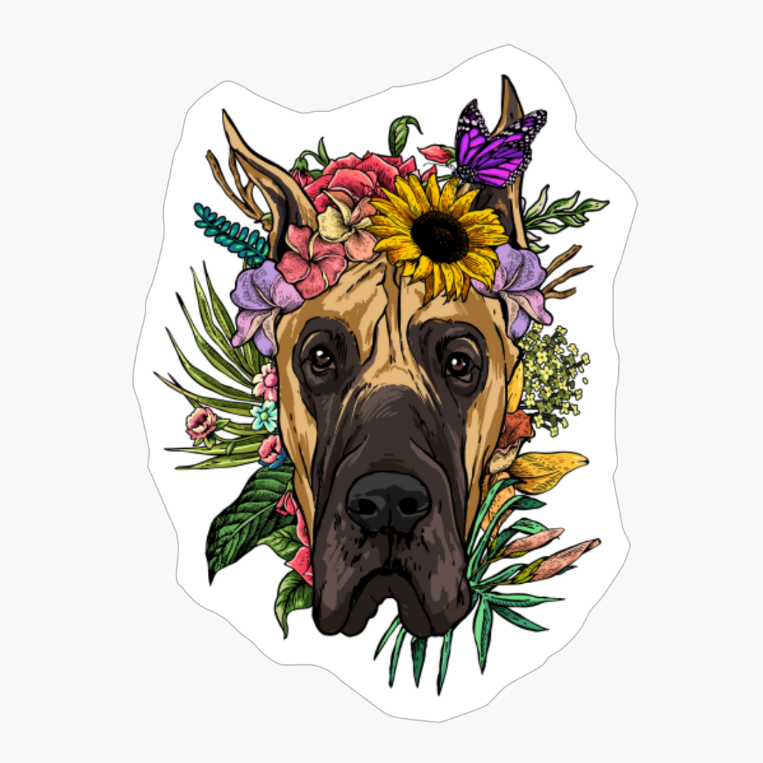 Floral Great Dane Dog Spring Nature Lovers Gift