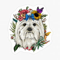 Floral Maltese Dog Spring Nature Lovers Gift
