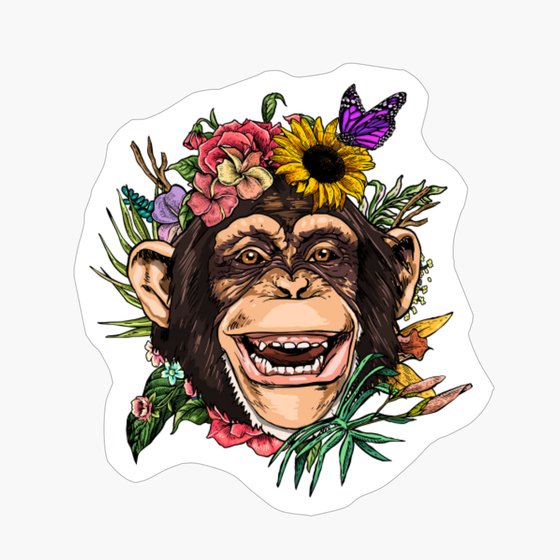 Floral Monkey Spring Nature Lovers Gift For Women & Men