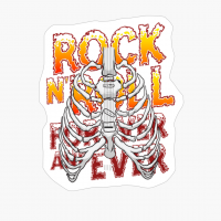 Skeleton Guitar Rib Cage Rock & Roll Forever Music Lover
