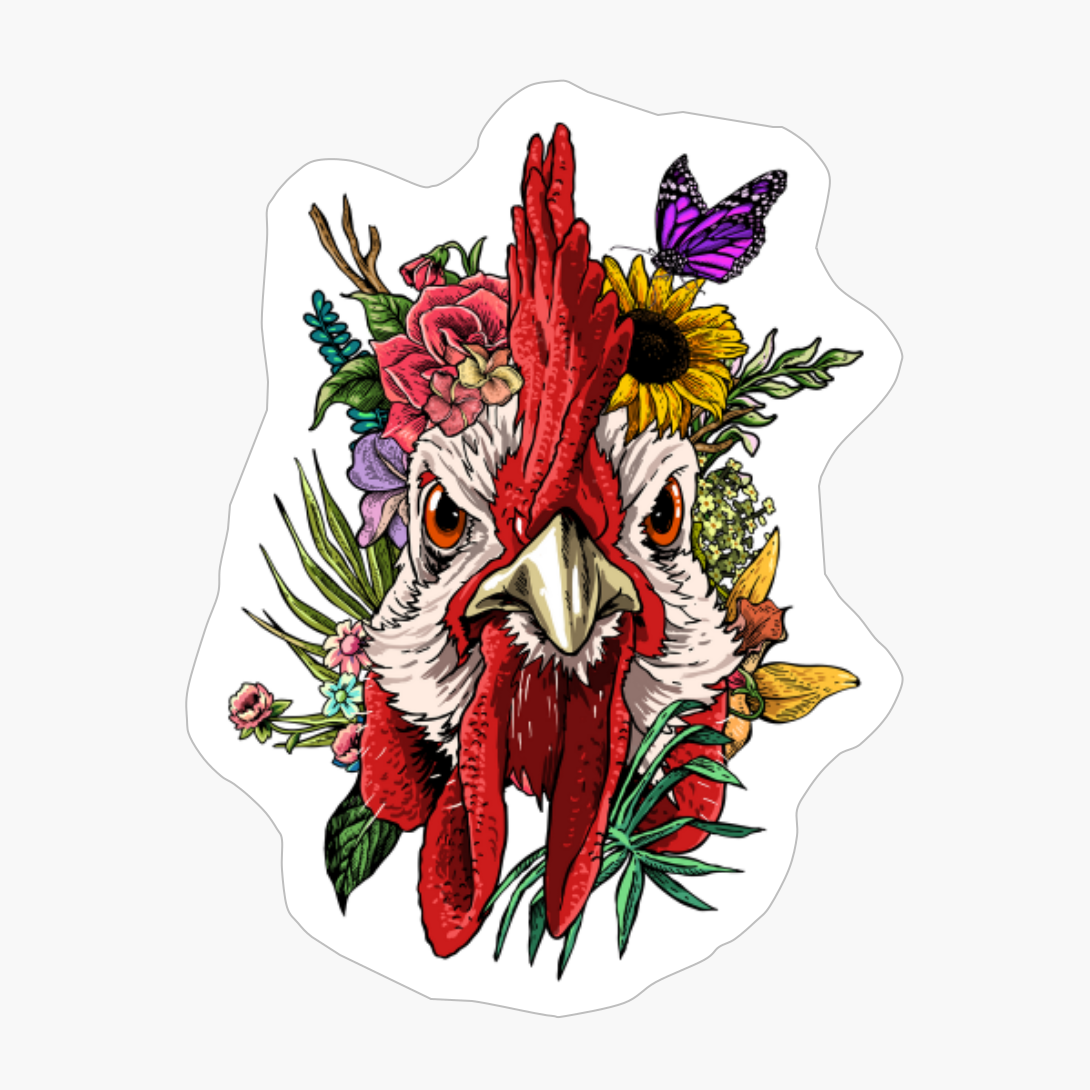 Floral Chicken Spring Nature Chicken Lovers