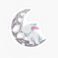 Kawaii Bunny On The Moon Cute Goth Easter Rabbit