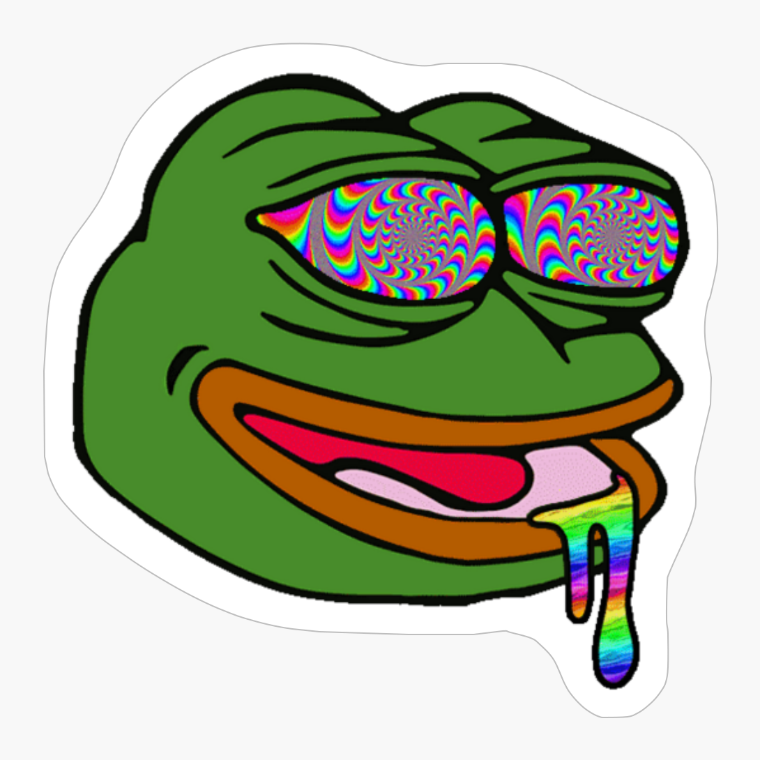 High Pepe The Frog, LSD Pepe The Frog, Pepe The Frog On Drugs, Pepe The Frog On LSD, LSD Travel, RARE Pepe The Frog, Pepe The Frog High In LSD