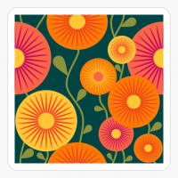 Retro Flowers Orange Navi