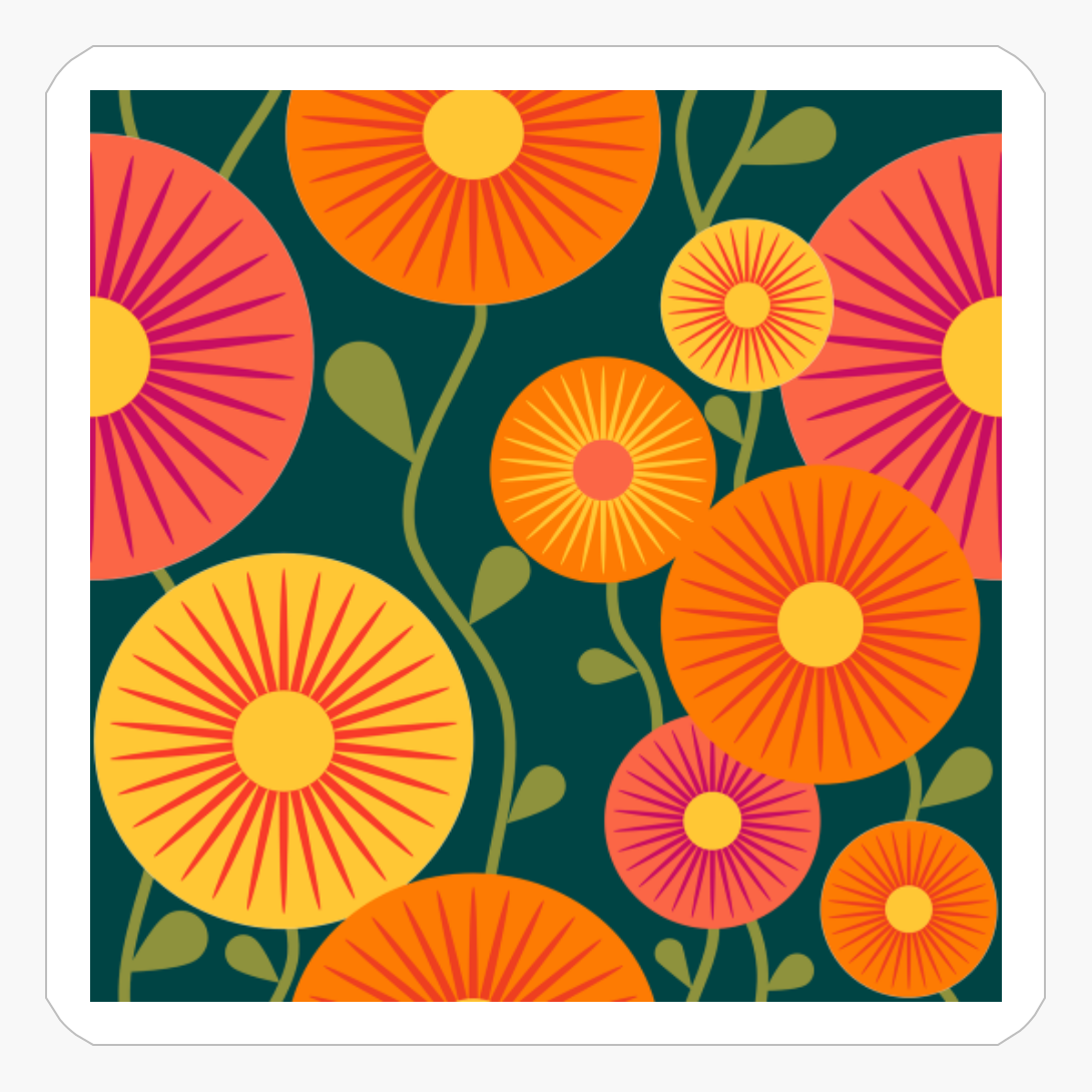 Retro Flowers Orange Navi