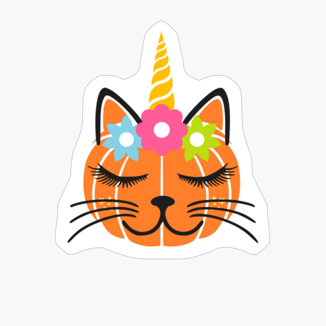 Cute Cat Pumpkin Unicorn Halloween