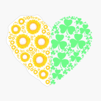 Sunflower And Irish Shamrock Heart