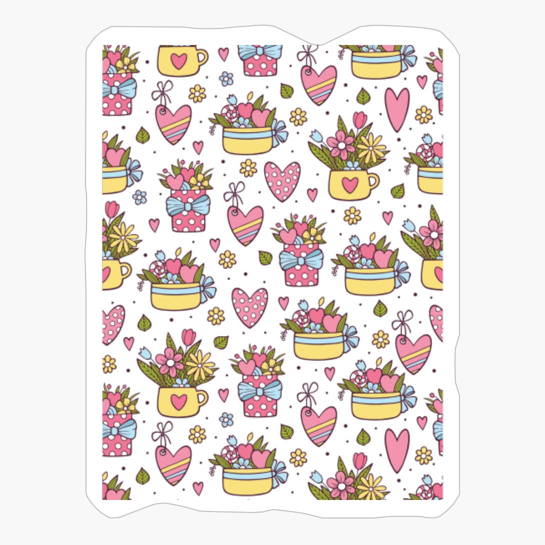 Mason Jar Flower With Hearts Flowers Pattern.