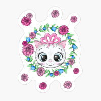 White Cat With Beautiful Flowers White Cat With Flower Flowercat.