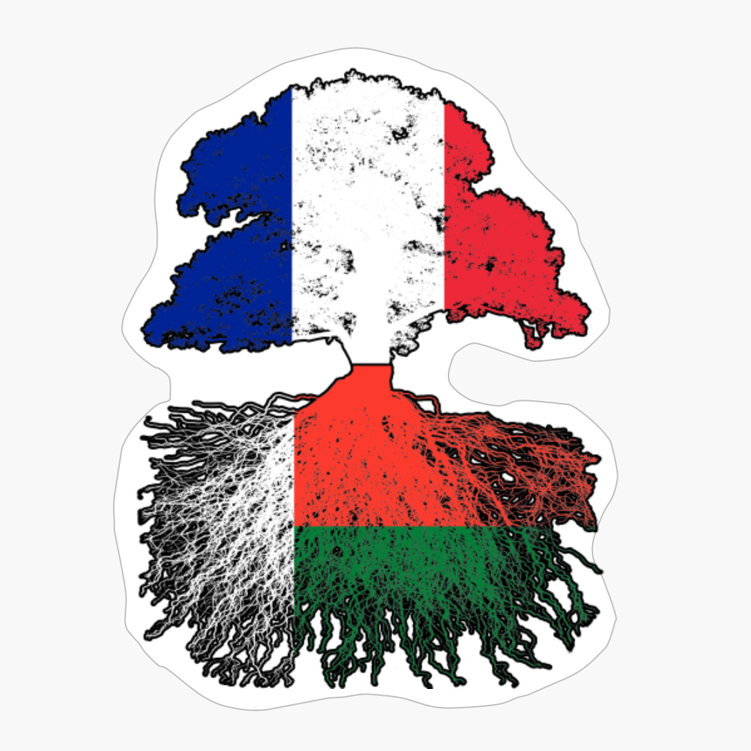 Madagascar Madagascan Malagasy French France Tree Roots Flag