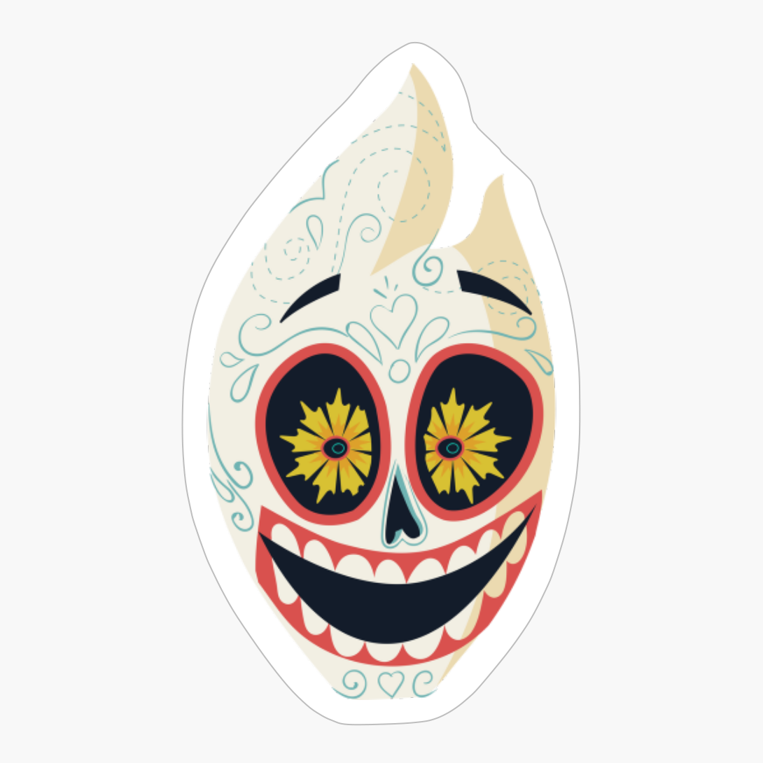 Funny Vector Skull Flower Decoration