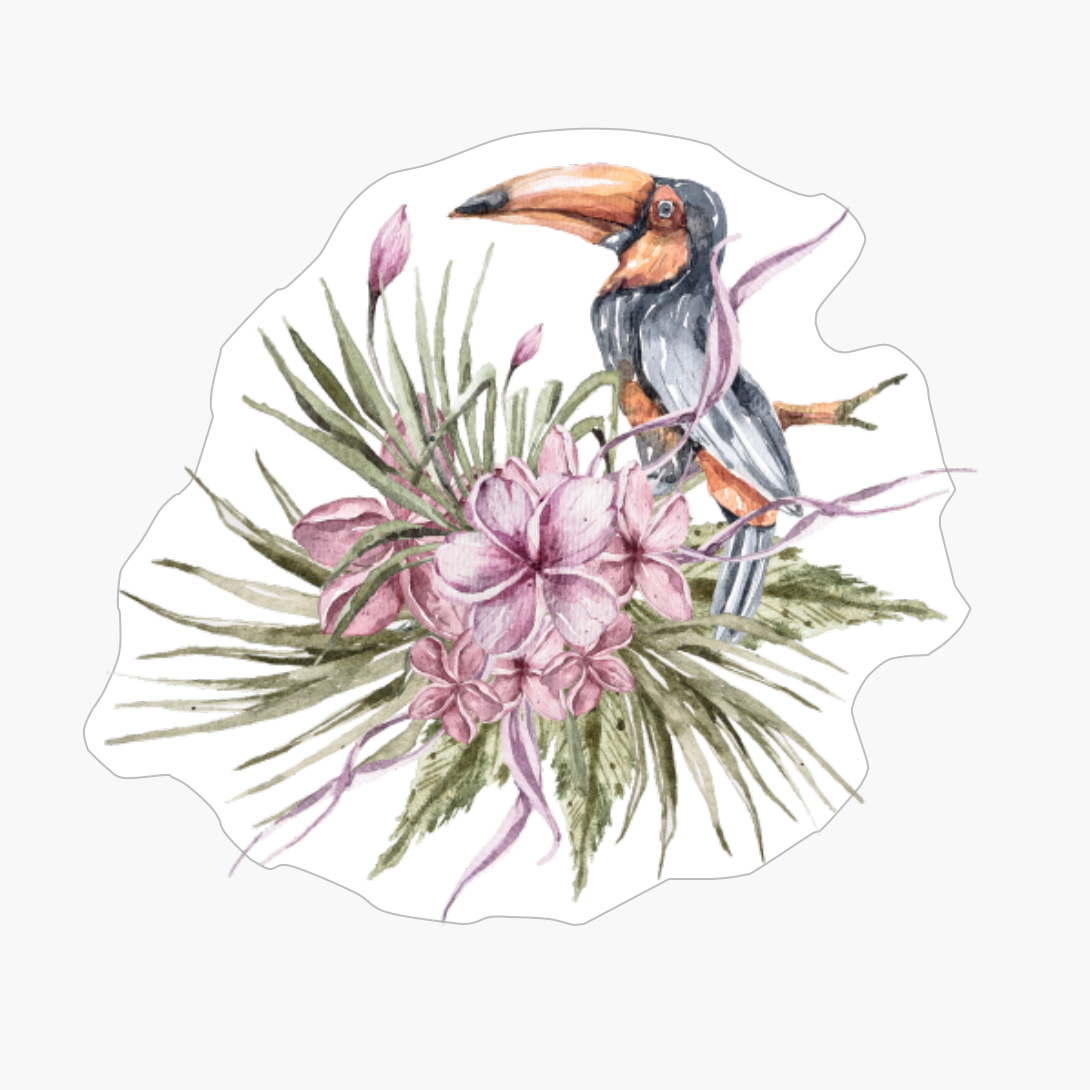 Tropical PARROT Flamingo Watercolor Parrot Clipart Floral Wreath Summer Wreath Sublimation Designs