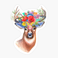 Stag Wildflower Floral Boho Flower Deer Woodland