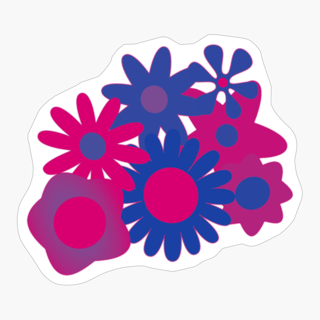 Bisexual Pride Simple Assortment Of Digital Flowers