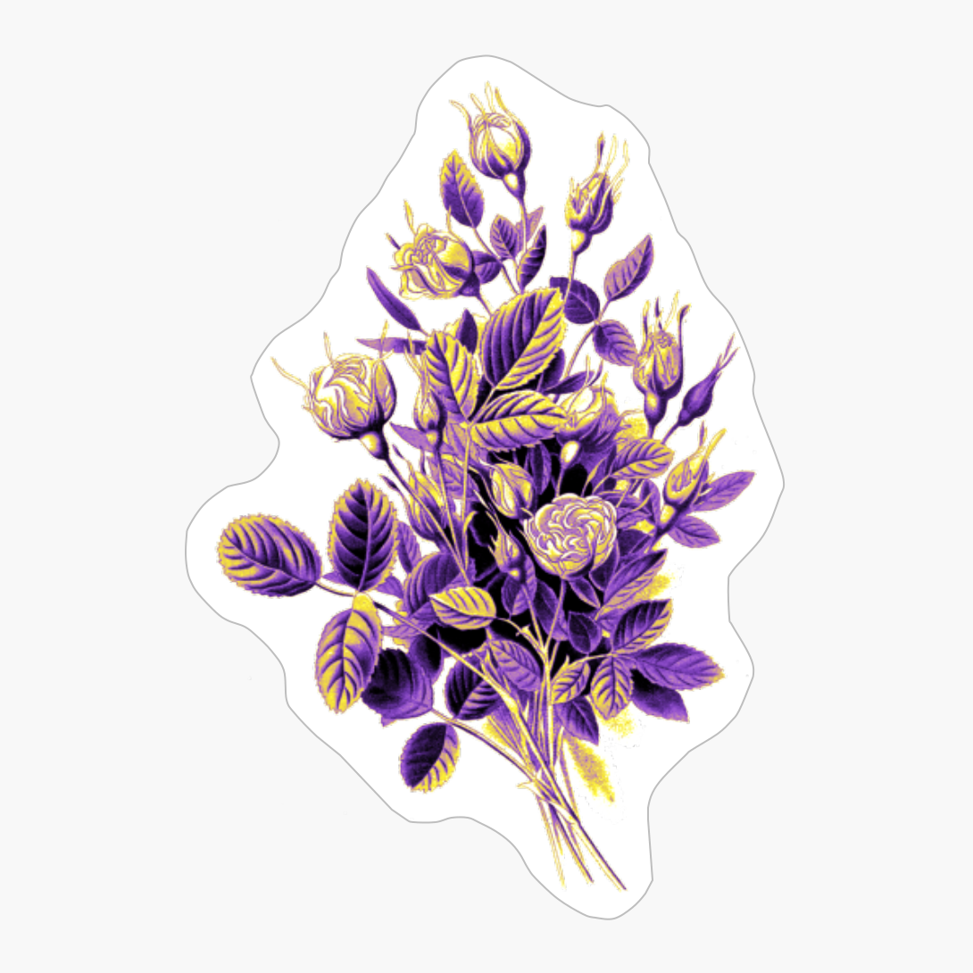 Nonbinary Pride Vintage Flower Bunch Art
