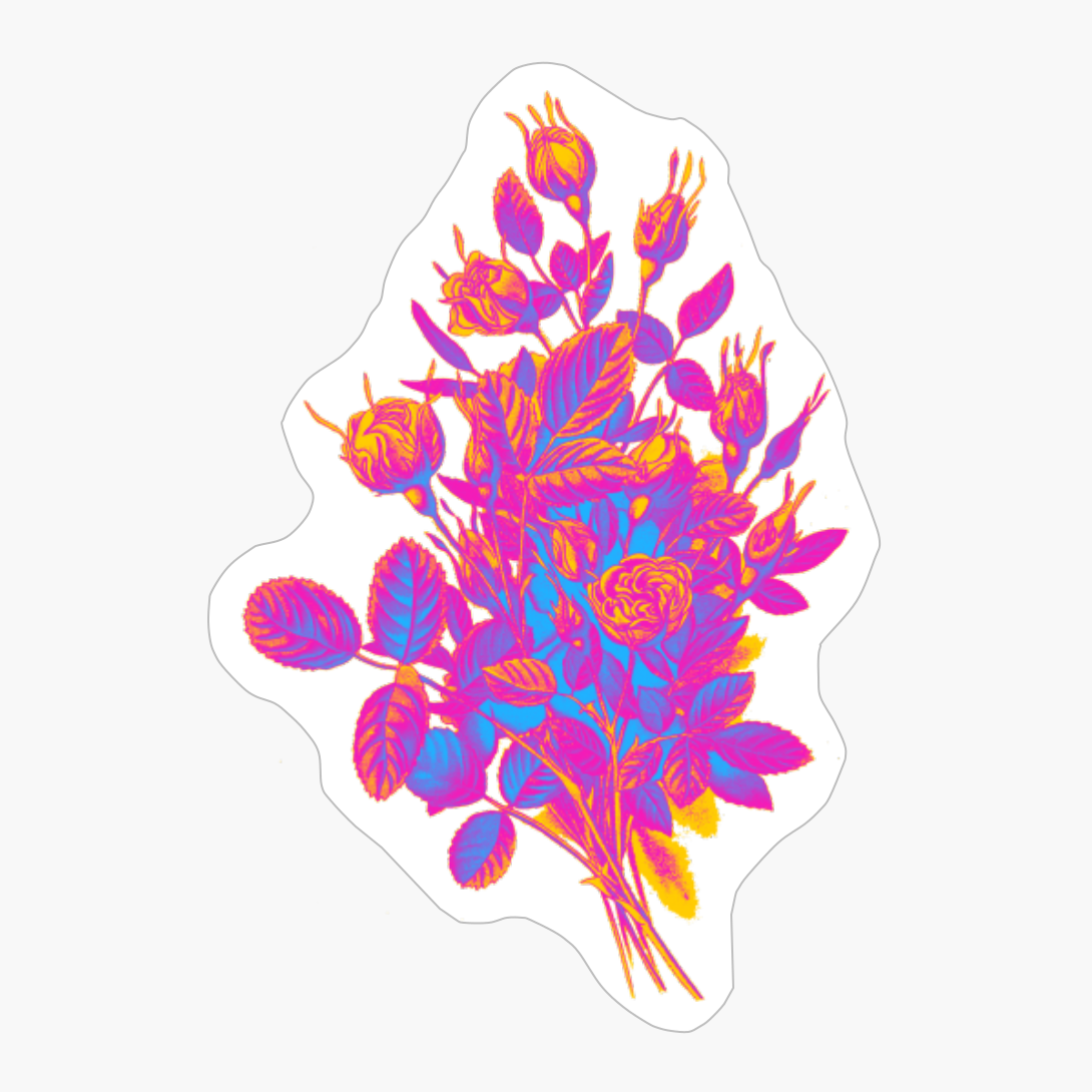 Pansexual Pride Vintage Flower Bunch Art