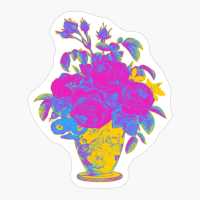 Pansexual Pride Vintage Roses And Flowers In Vase Art