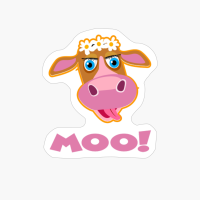 Cute Cartoon Girl Cow Moo Image Flower Cowgirl Floral Design