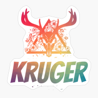 Kruger Deer Skull With Flowers Design With Bright Colors