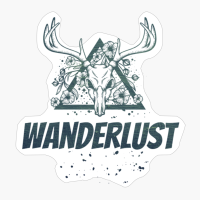 Wanderlust Deer Skull With Flowers Design With Dark Green Colors