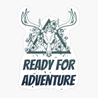 Ready For Adventure Deer Skull With Flowers Design With Dark Green Colors