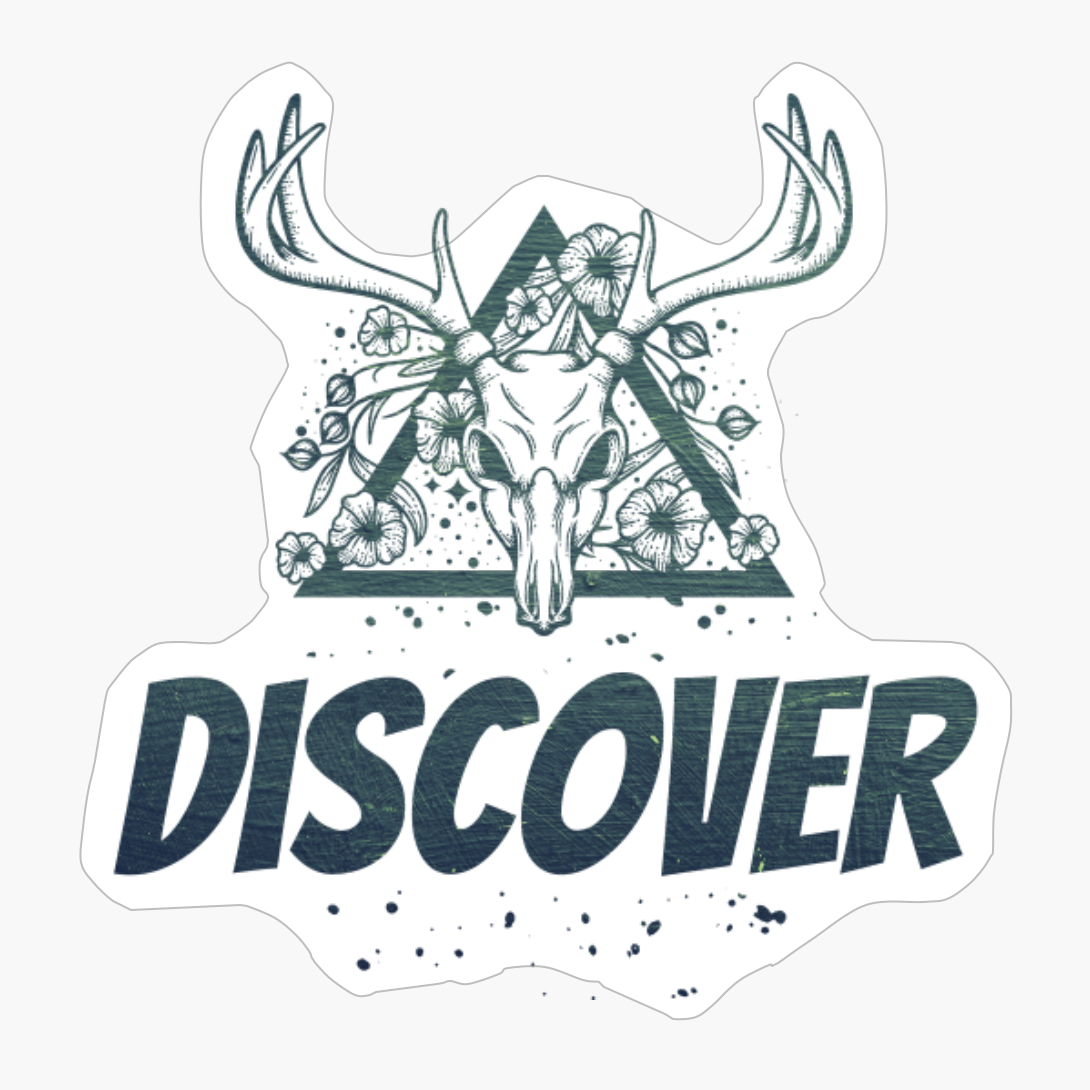 Discover Deer Skull With Flowers Design With Dark Green ColorsCopy Of Grey Design