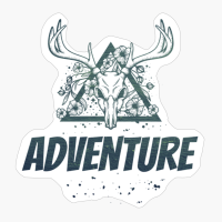 Adventure Deer Skull With Flowers Design With Dark Green Colors